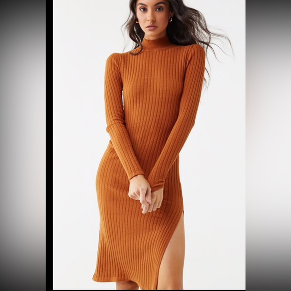 ❤️Final Price. Forever21 Rust Mockneck Split Sweater Dress - Picture 2 of 9